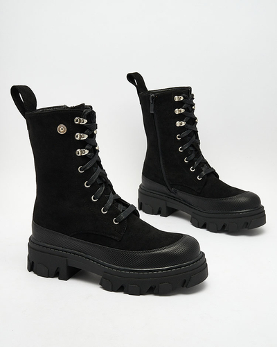 Жіночі черевики на шнурівці Royalfashion чорні Citrisi