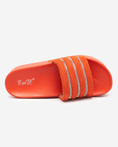 Orange Damenhausschuhe auf der Sunavi-Plattform. Schuhe