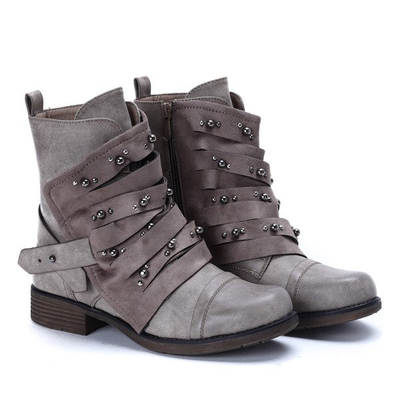 Workery z dżetami w kolorze khaki Olesja - Obuwie