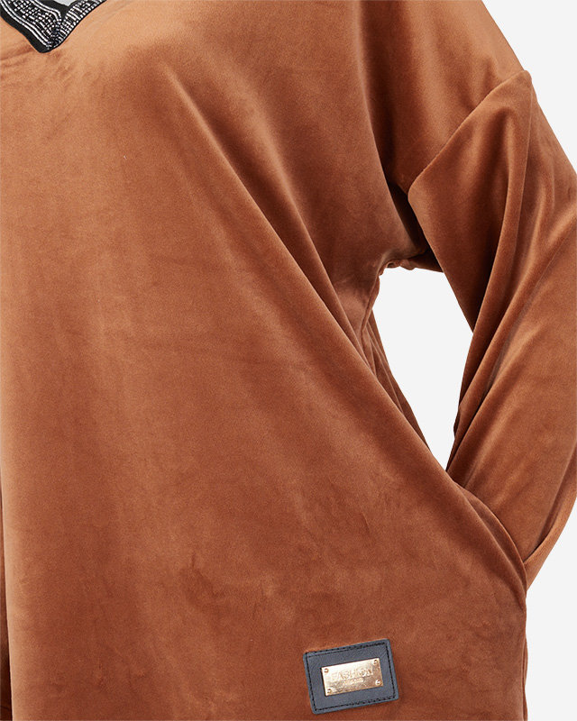 Damen-Tunika mit braunem Zirkonia - Bekleidung