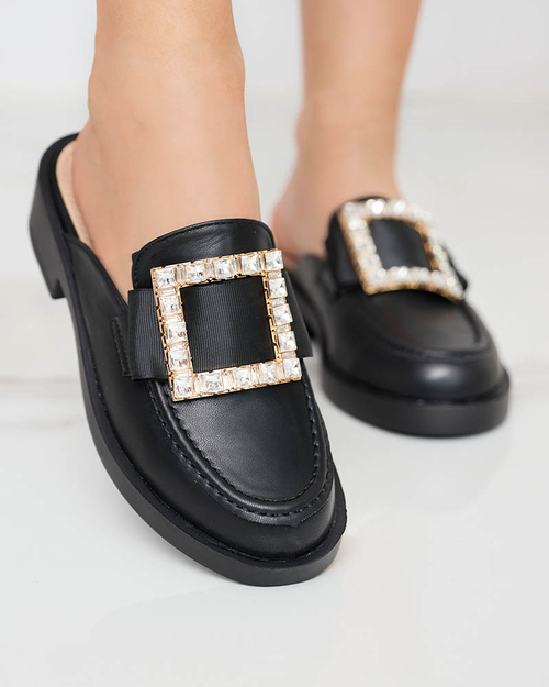 Жіночі чорні тапочки a'la loafers Delaqi - Туфлі