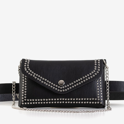 Schwarze kleine Nierentasche mit Strasssteinen - Handtaschen