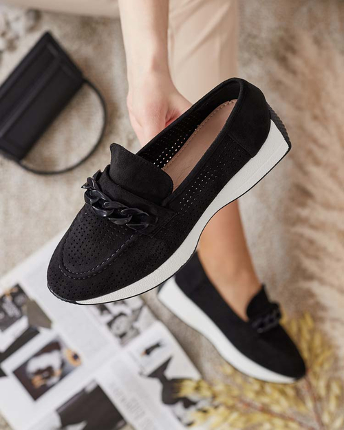 Royalfashion Ажурні жіночі мокасини з ланцюжком Isolla