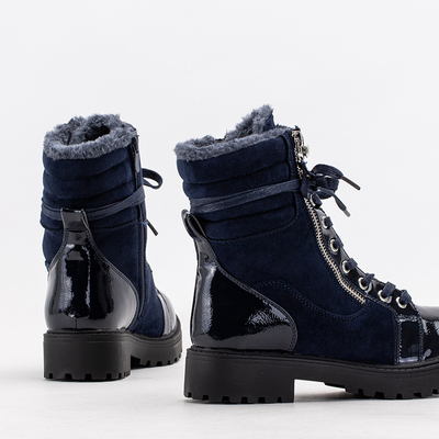 Damen Stiefel marineblau teilweise lackiert Ginoko - Schuhe