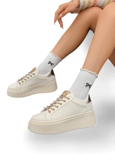 Royalfashion Damen Sport Sneakers mit dekorativen Schnürsenkeln Eone