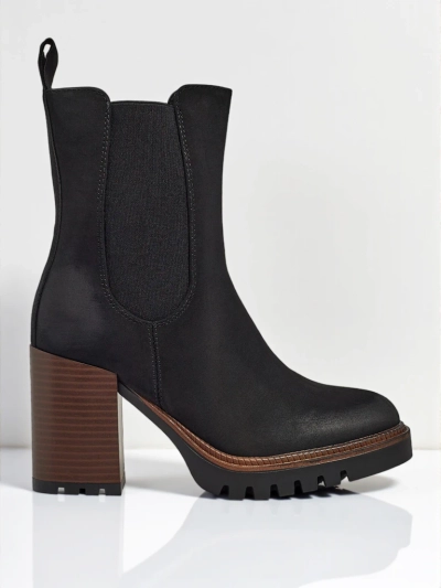 Damen Stiefeletten Soreya aus Wildlederimitat mit Blockabsatz