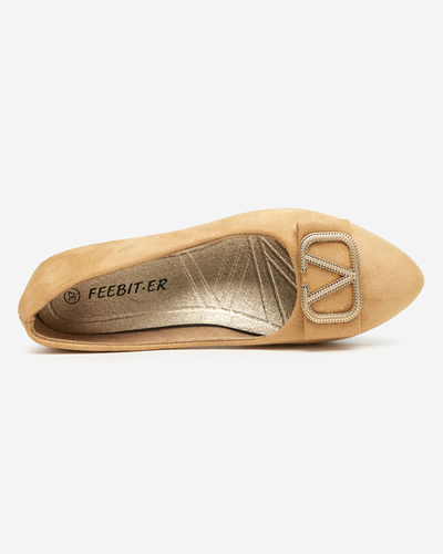 Beige Damen-Ballerinas mit Verzierung an der Spitze Cavo - Footwear