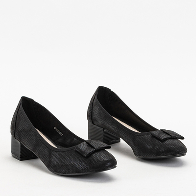 Schwarze Damenpumps mit Vetina-Prägung und Schleife - Schuhe