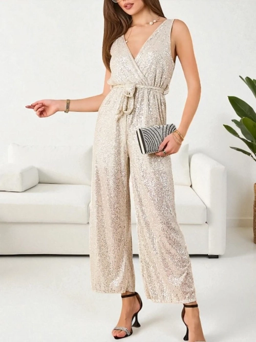 Royalfashion Довгий жіночий комбінезон з пайєтками