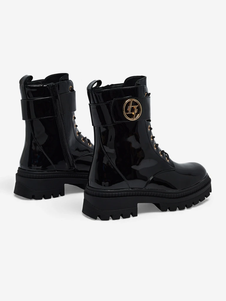 Lackierte Damenstiefeletten Eulin aus Öko-Leder