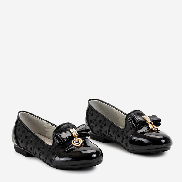 Schwarze Ballerinas für Mädchen mit Stickerei und Schleife Olije - Schuhe