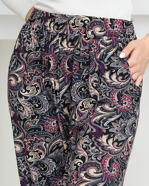 Чорні жіночі штани PLUS SIZE з малюнком - Одяг