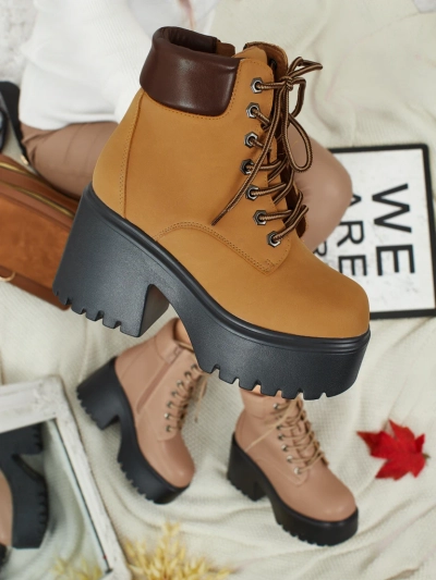 Damen Stiefeletten Öko-Wildleder mit Blockabsatz und Plateau Tavlissa