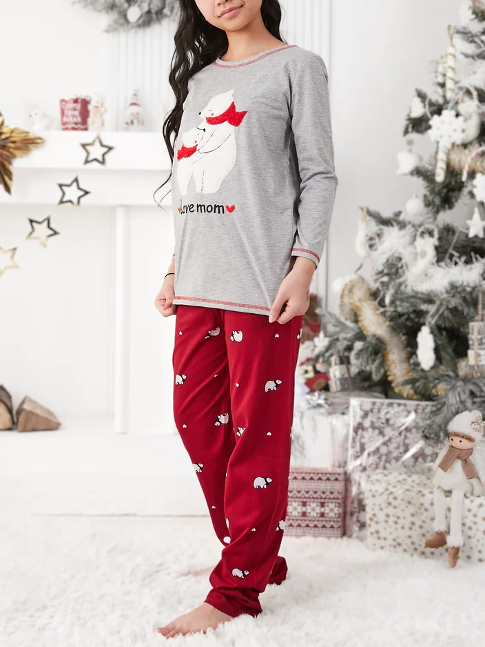 Royalfashion Weihnachtsbaum Baumwollkinderschlafanzug mit Eisbären