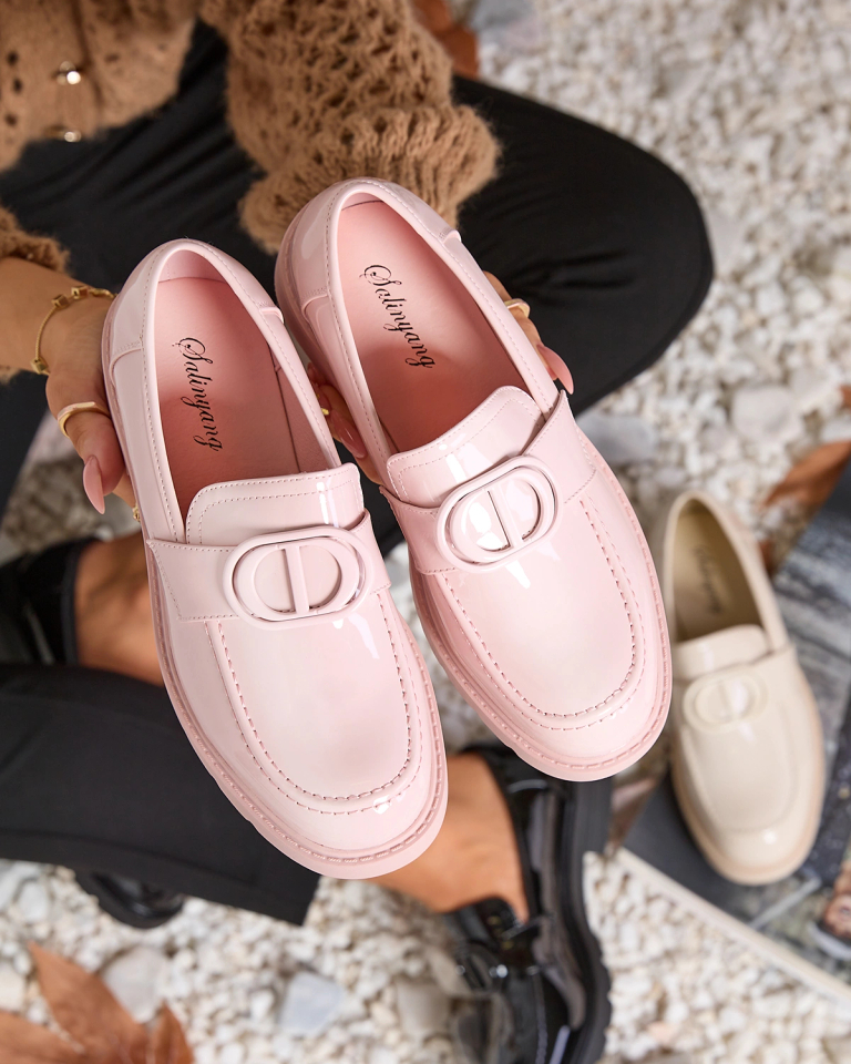 Royalfashion Pink Damen Glidef Lackierte Mokassins