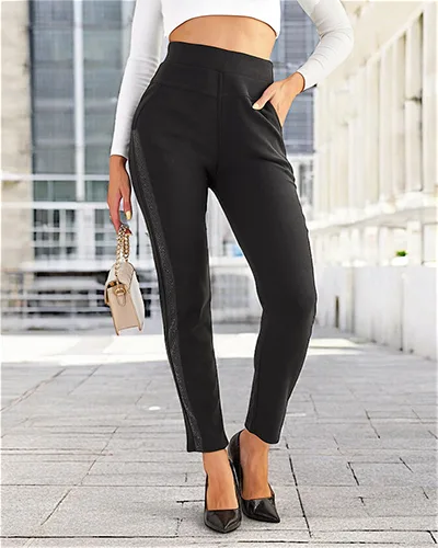 Royalfashion Жіночі бавовняні штани-треггінси з цирконами PLUS SIZE