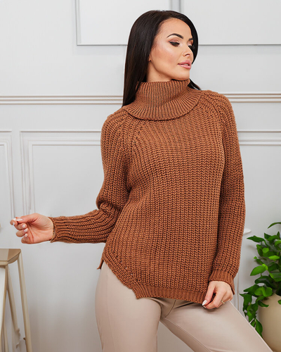 Royalfashion Camel Damen-Rollkragenpullover