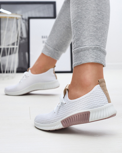 Weiße Damen-Sportschuhe mit braunen Einsätzen Kedeti - Footwear