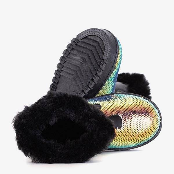 OUTLET Schwarz-goldene Kinderschneeschuhe mit Pailletten Minniq - Footwear