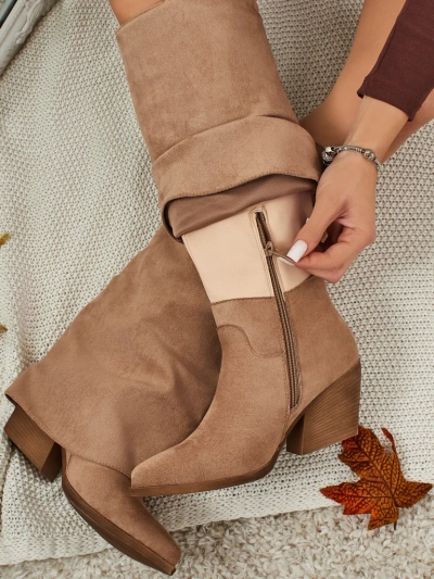 Damen Öko-Wildleder Stiefel mit Schaft Tauren