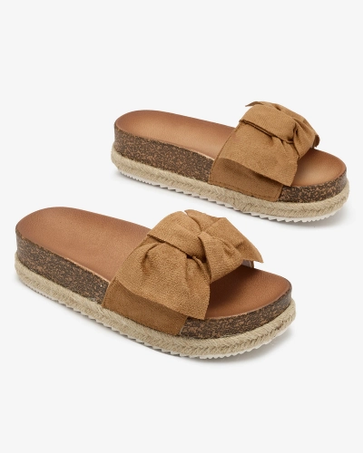 OUTLET Royalfashion Camel Damen Öko-Wildleder Flip-Flops Umumi