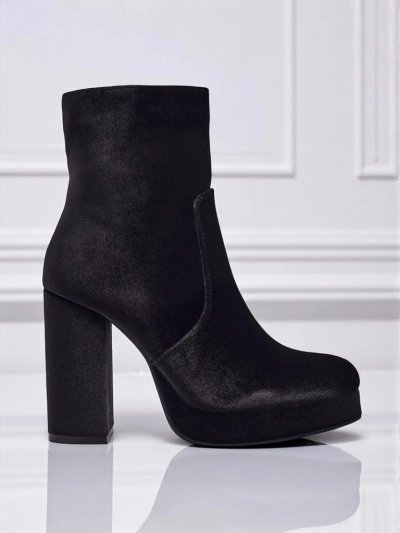 Damen Stiefeletten mit Blockabsatz Al'la Velours Miss
