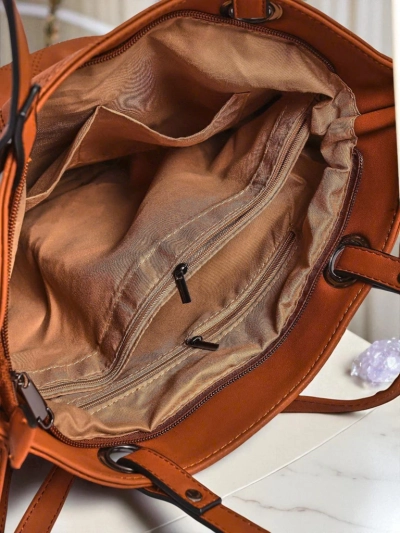 Damenhandtasche Latona braun aus Öko-Leder, geräumige Shopper-Tasche mit Reißverschluss
