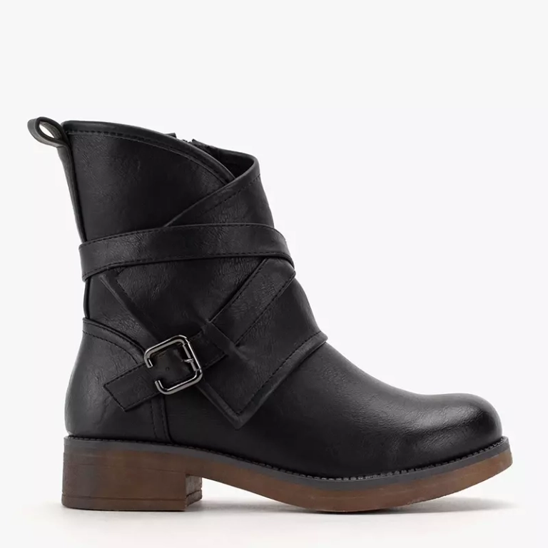 OUTLET Schwarze Damenstiefel mit Schnalle Ingyda - Footwear