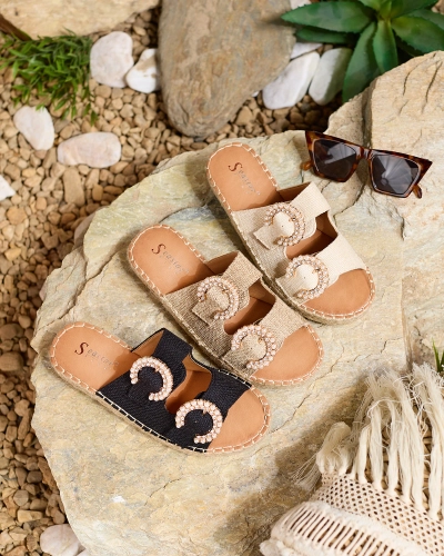 Шльопанці Royalfashion Чорні жіночі з орнаментом Ledude