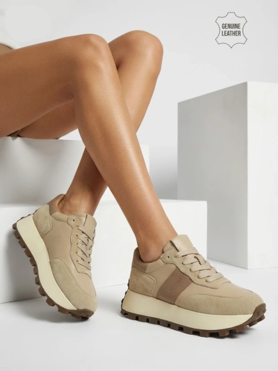 Sportliche Damen-Sneakers aus Naturleder Naterre
