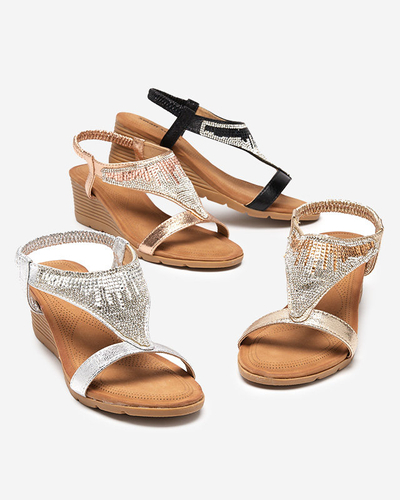 Damensandalen mit Keilabsatz in Silber Serrifo- Footwear