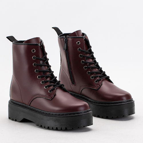 Maroon Arbeitsstiefel auf massiver Lesya Sohle - Schuhe