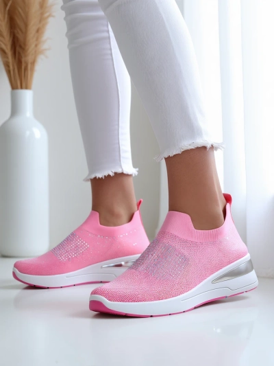 Royalfashion Schlupf-Wedge-Sneakers für Damen mit Strasssteinen Qelavise