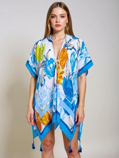 Pareo Callista – farbenfrohes Royalfashion Strandkleid mit V-Ausschnitt