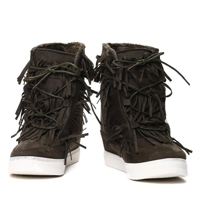 Dark green sneakers with fringes on an indoor wedge Kennedy - Footwear