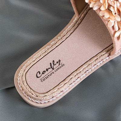 Rosa Damenhausschuhe mit Blumen Seiov - Schuhe