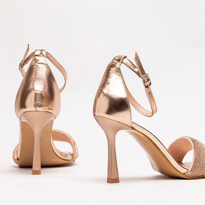 Damensandalen in Rosé und Gold auf hohem Absatz Enedi - Schuhe