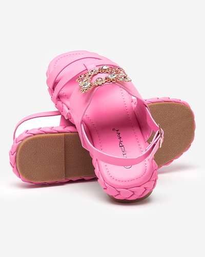 OUTLET Damensandalen in Dunkelrosa mit einer dekorativen Govy-Footwear-Schnalle