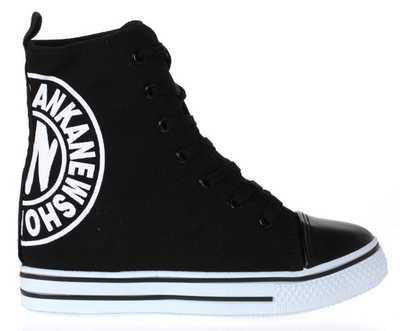 Schwarze Keil-Sneakers aus Stoff - Schuhe 1