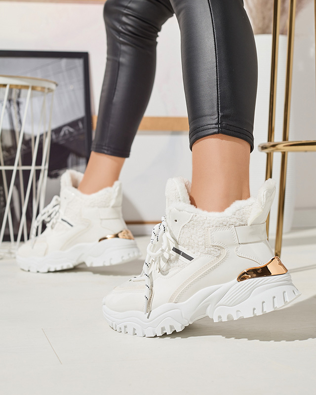 Weiße Damen-Sportschuhe mit Pelz Sagglo- Footwear