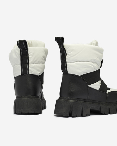 Damen-Schneestiefel mit flacher Sohle in schwarz-weiß Ferory- Footwear