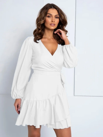 Royalfashion Damen Mini-Kleid mit Rüschen und Bindeband