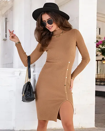 Royalfashion Damen langes Pulloverkleid