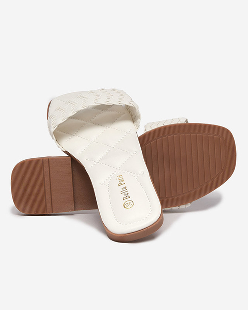 Жіночі білі тапочки з плетеним ремінцем Cocota - Взуття