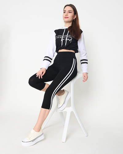 Schwarze Damen-Leggings mit Streifen - Kleidung