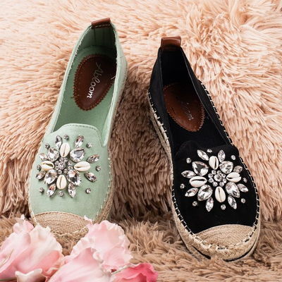 Schwarze Espadrilles auf einer Plattform mit Kristallen Mraque - Footwear 1