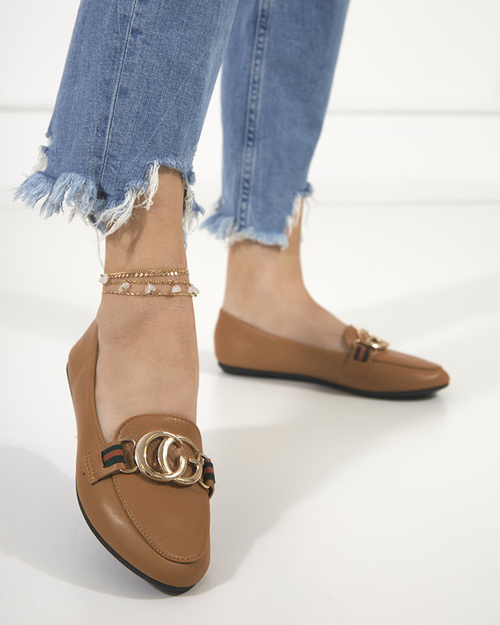 Коричневі жіночі мокасини з пряжкою Meneris