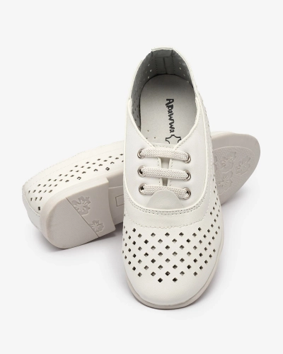 Weiße durchbrochene Mokassins für Kinder Janno- Footwear