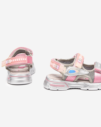 Kindersandalen in Silber und Rosa mit Klettverschluss Mepoti - Footwear