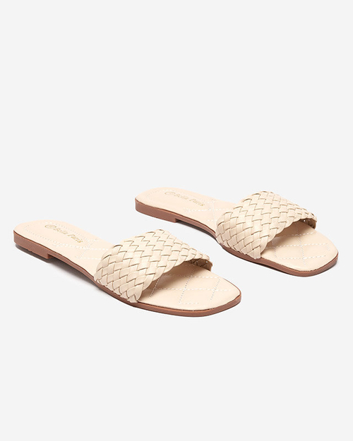 Жіночі бежеві тапочки з плетеною смужкою Cocota - Взуття